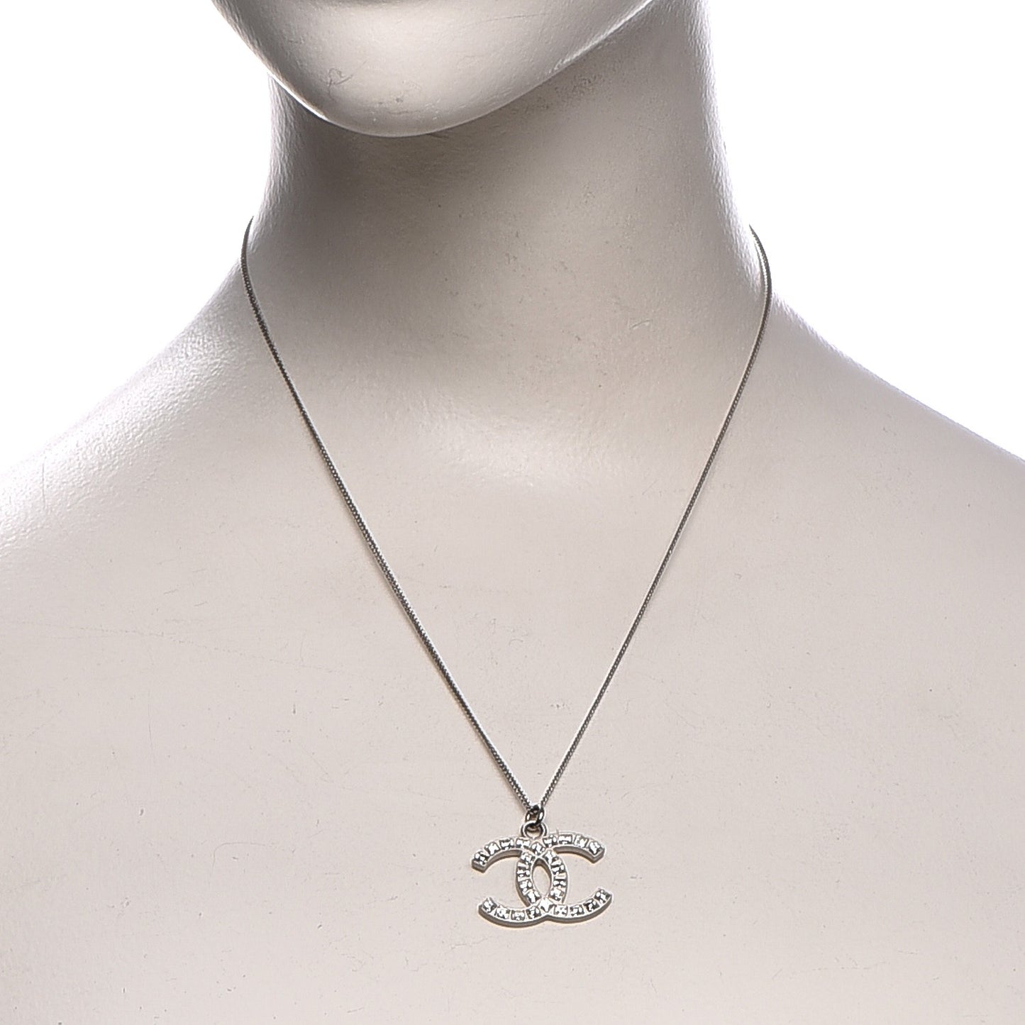 Baguette Crystal CC Necklace Silver