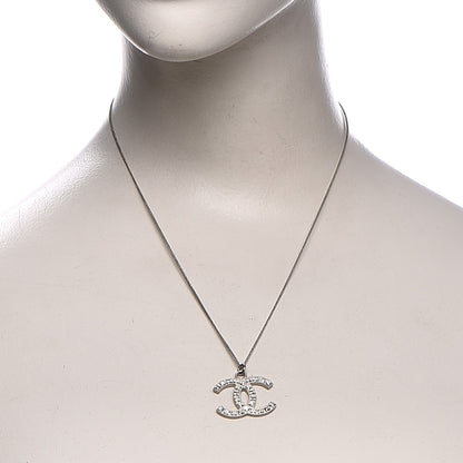 Chanel Baguette Crystal CC Necklace Silver 2 of 5