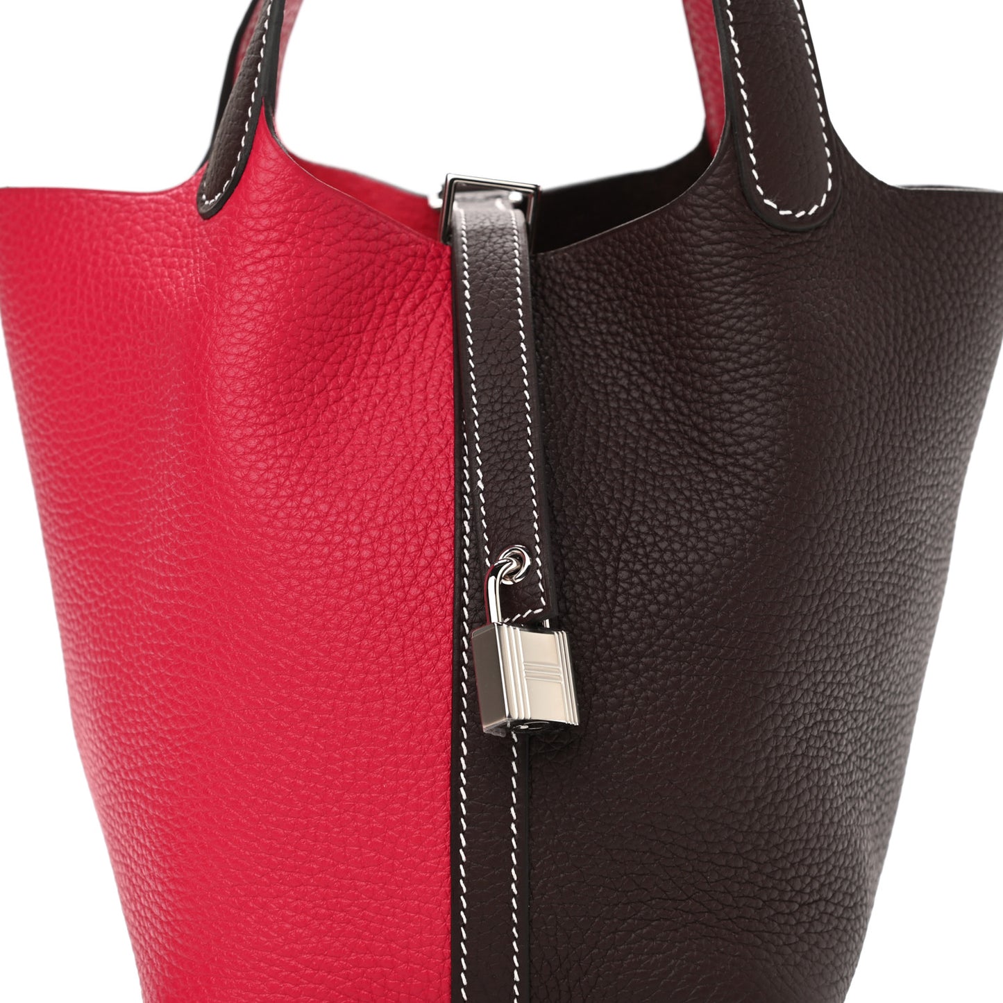 Taurillon Clemence Casaque Picotin Lock 18 PM Rouge Sellier Framboise