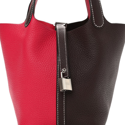 Hermes Taurillon Clemence Casaque Picotin Lock 18 PM Rouge Sellier Framboise 8 of 10