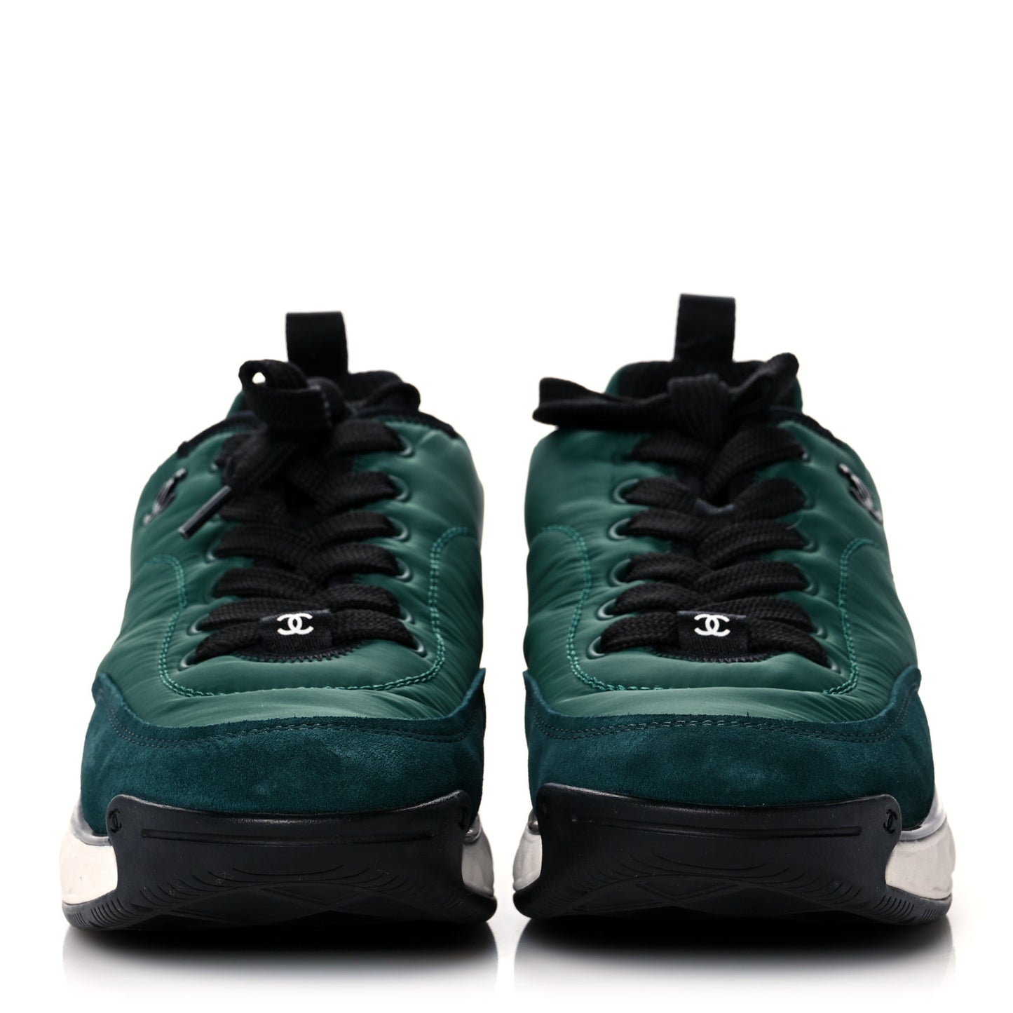 Nylon Suede Womens Logo Sneakers Green