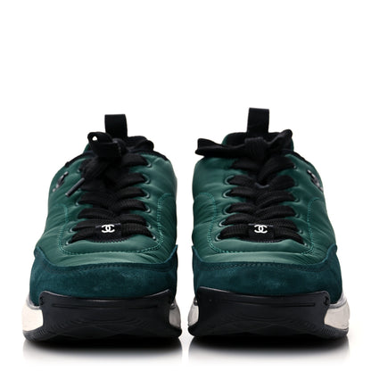 Chanel Nylon Suede Womens Logo Sneakers Green 2 of 9