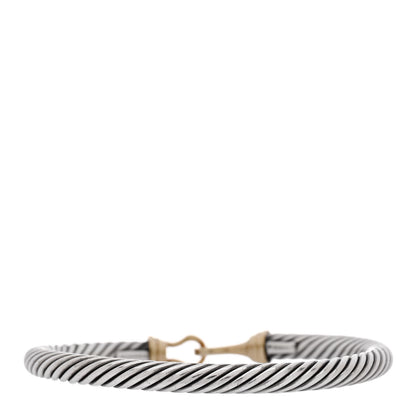 David Yurman Sterling Silver 14K Yellow Gold 5mm Cable Classic Buckle Bracelet 2 of 4