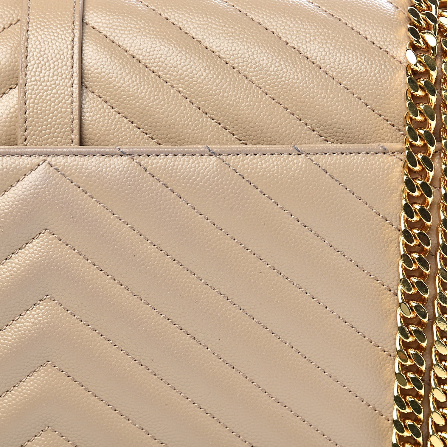 Saint Laurent Grain De Poudre Matelasse Chevron Large Monogram Satchel Dark Beige 8 of 12