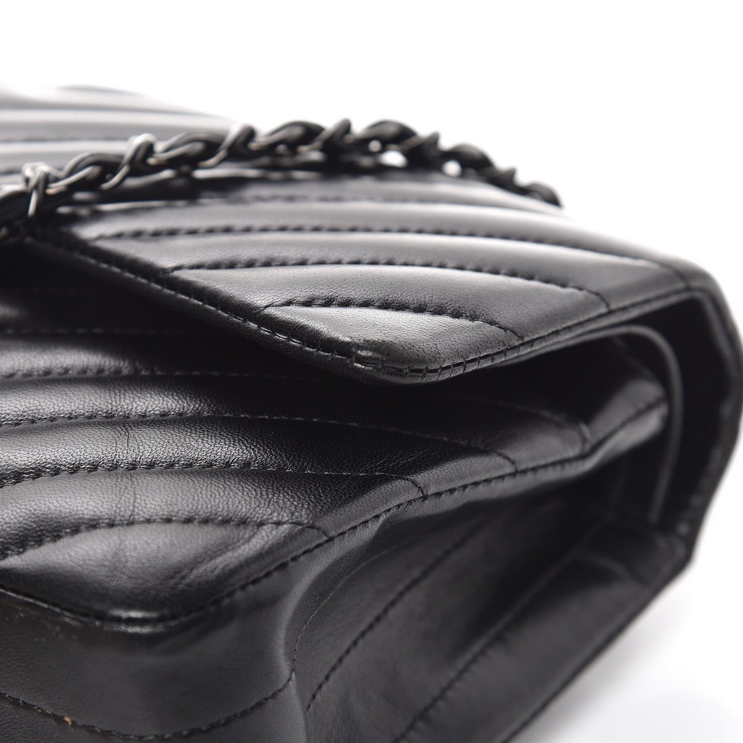 Lambskin Chevron Quilted Medium Double Flap So Black