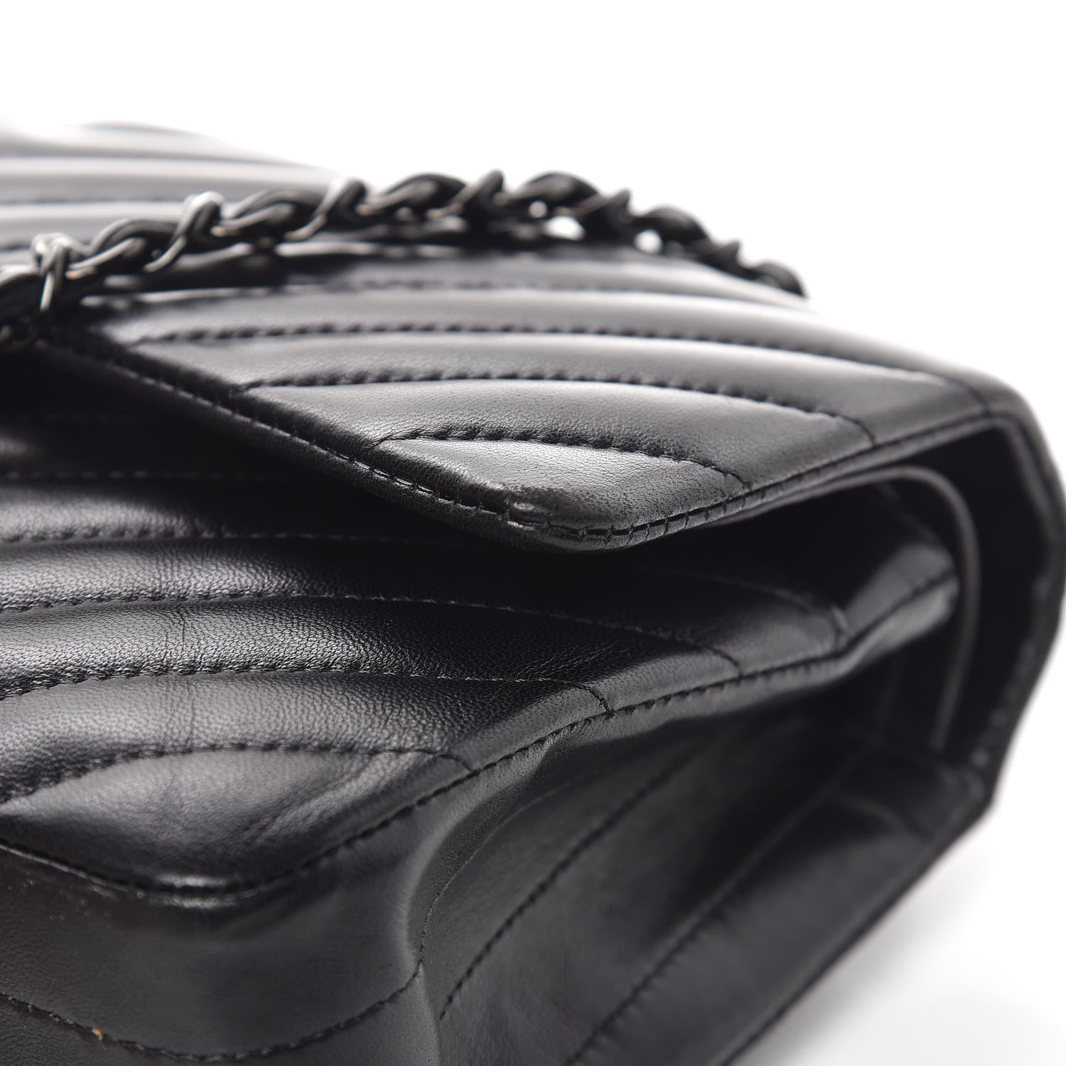 Chanel Lambskin Chevron Quilted Medium Double Flap So Black 17 of 21