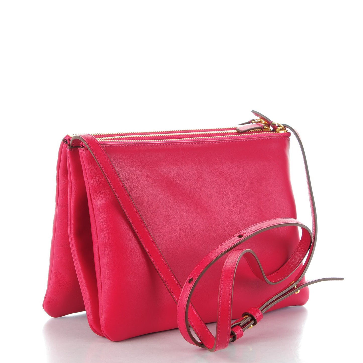 Lambskin Large Trio Crossbody Bag Fuchsia