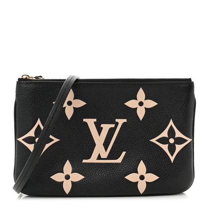 Louis Vuitton Empreinte Monogram Giant Double Zip Pochette Black Cream 1 of 11