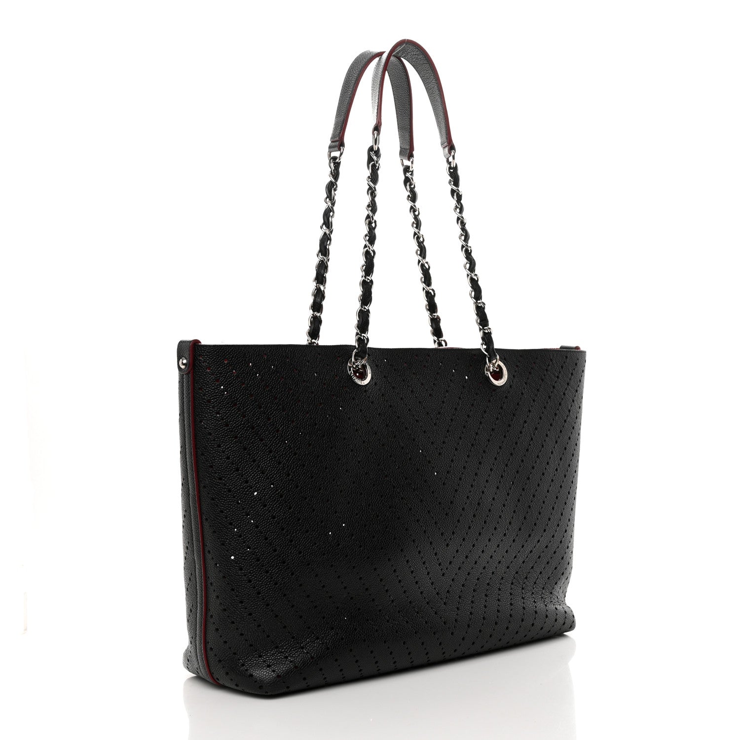 Chanel Perforated Grained Calfskin Large Shopping Tote Black 3 of 17