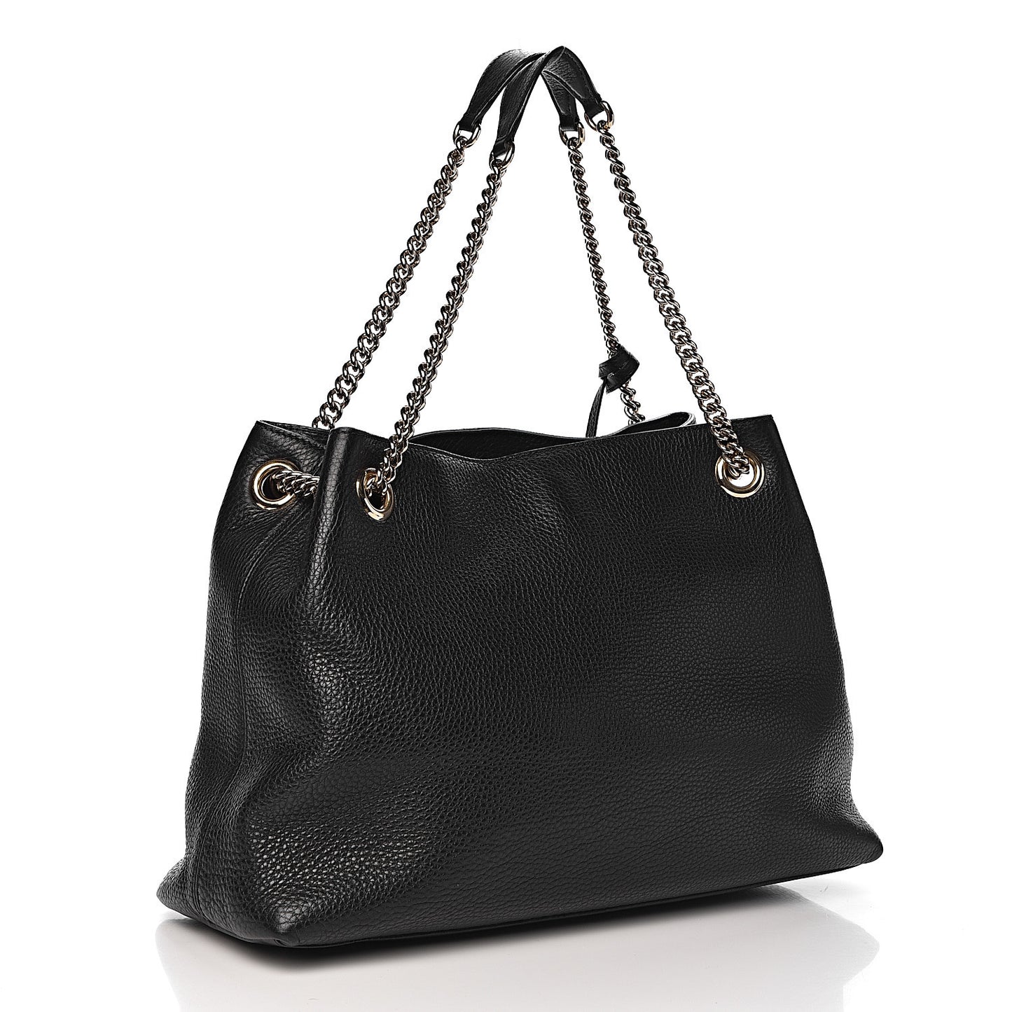 Pebbled Calfskin Medium Soho Chain Shoulder Bag Black