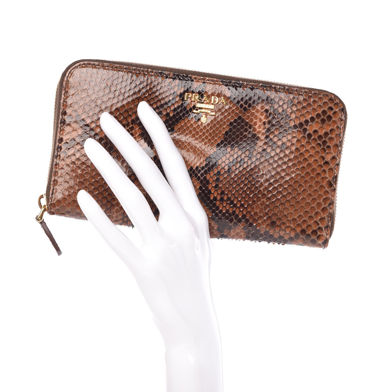 Prada Python Zip Around Wallet Brandy 2 of 10
