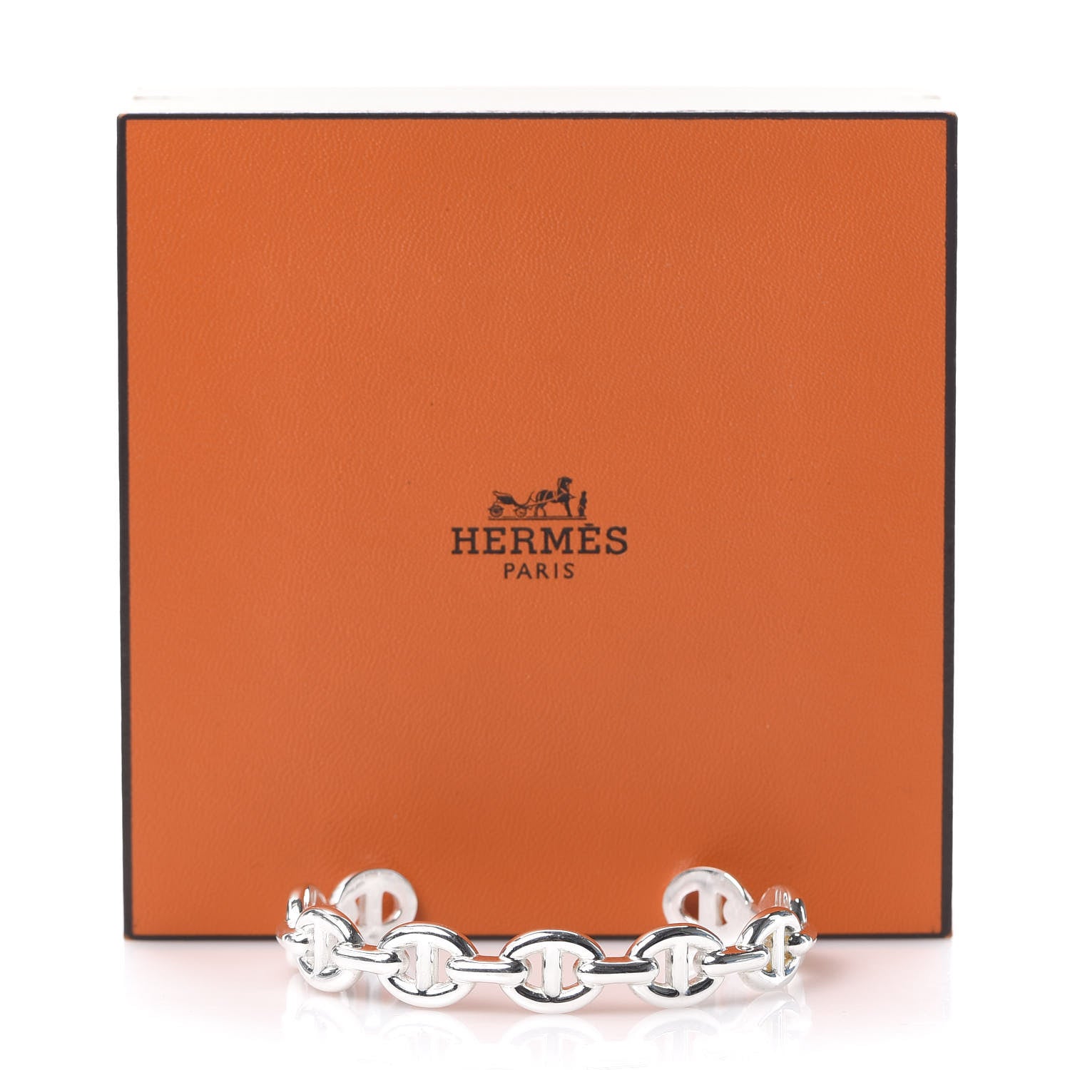 Hermes Sterling Silver MM Chaine d'Ancre Enchainee Cuff Bracelet ST 3 of 7
