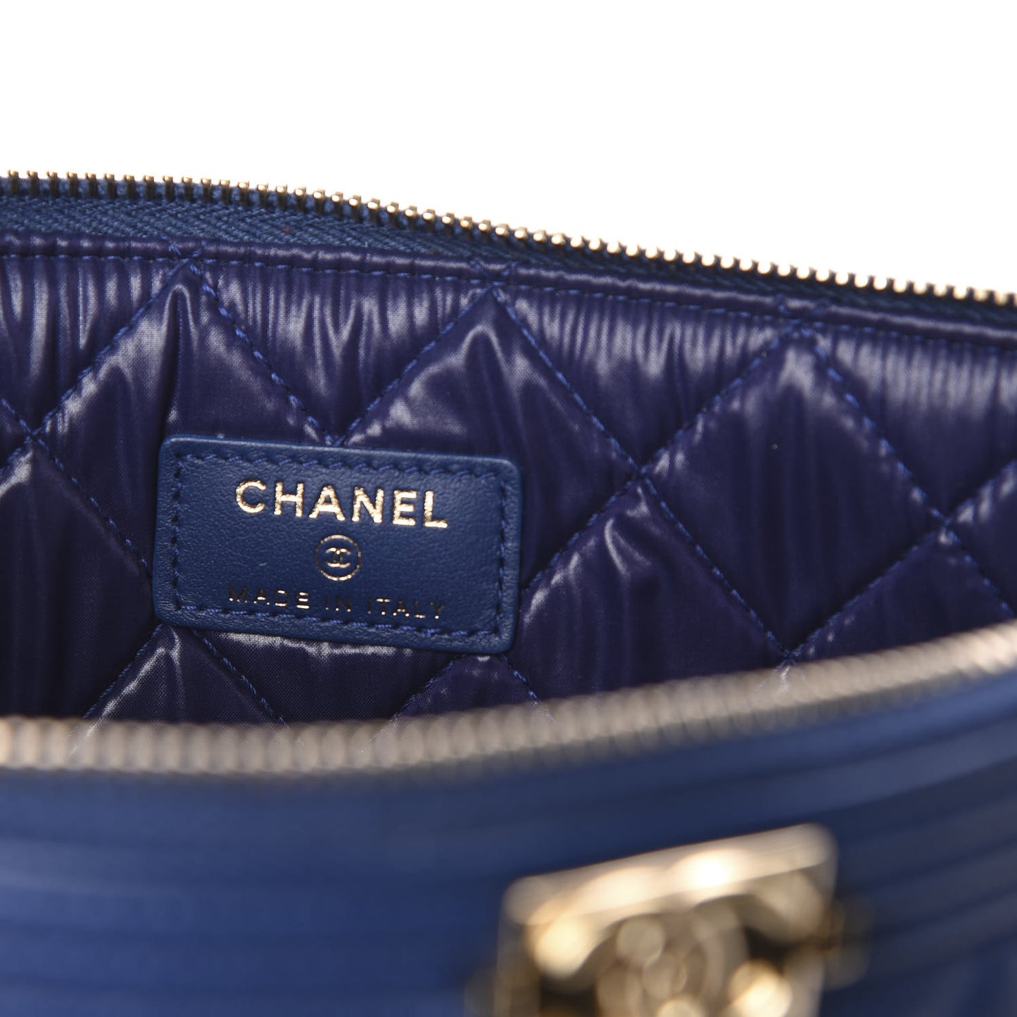 Caviar Quilted Medium Boy Cosmetic Case Blue