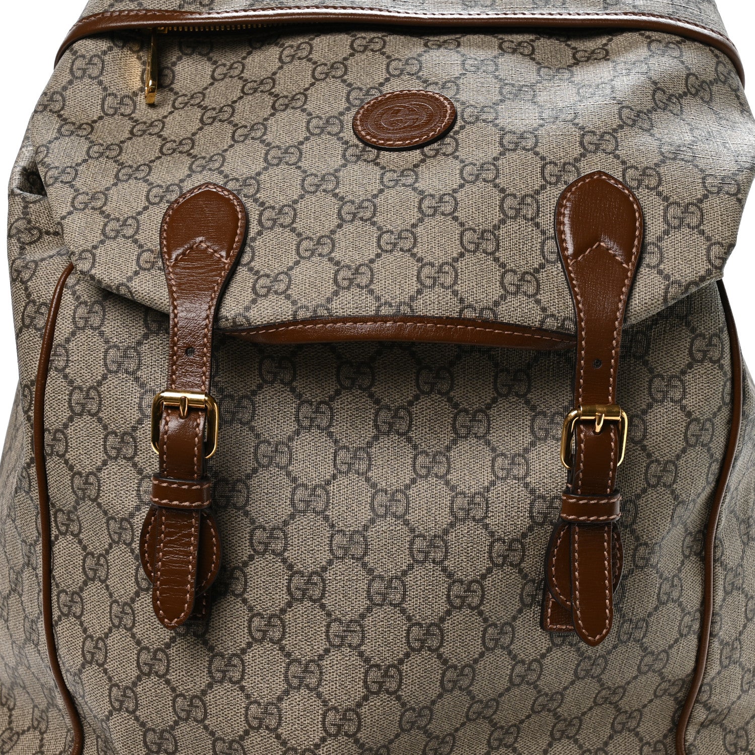 Gucci GG Supreme Monogram Azalea Calfskin Medium Retro Interlocking G Buckle Backpack Beige Ebony Brown Sugar 8 of 10