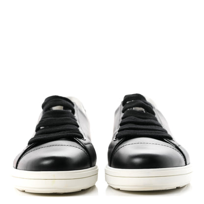 Prada Vitello Soft Low Top Triangle Sneakers 38.5 Black White 3 of 10