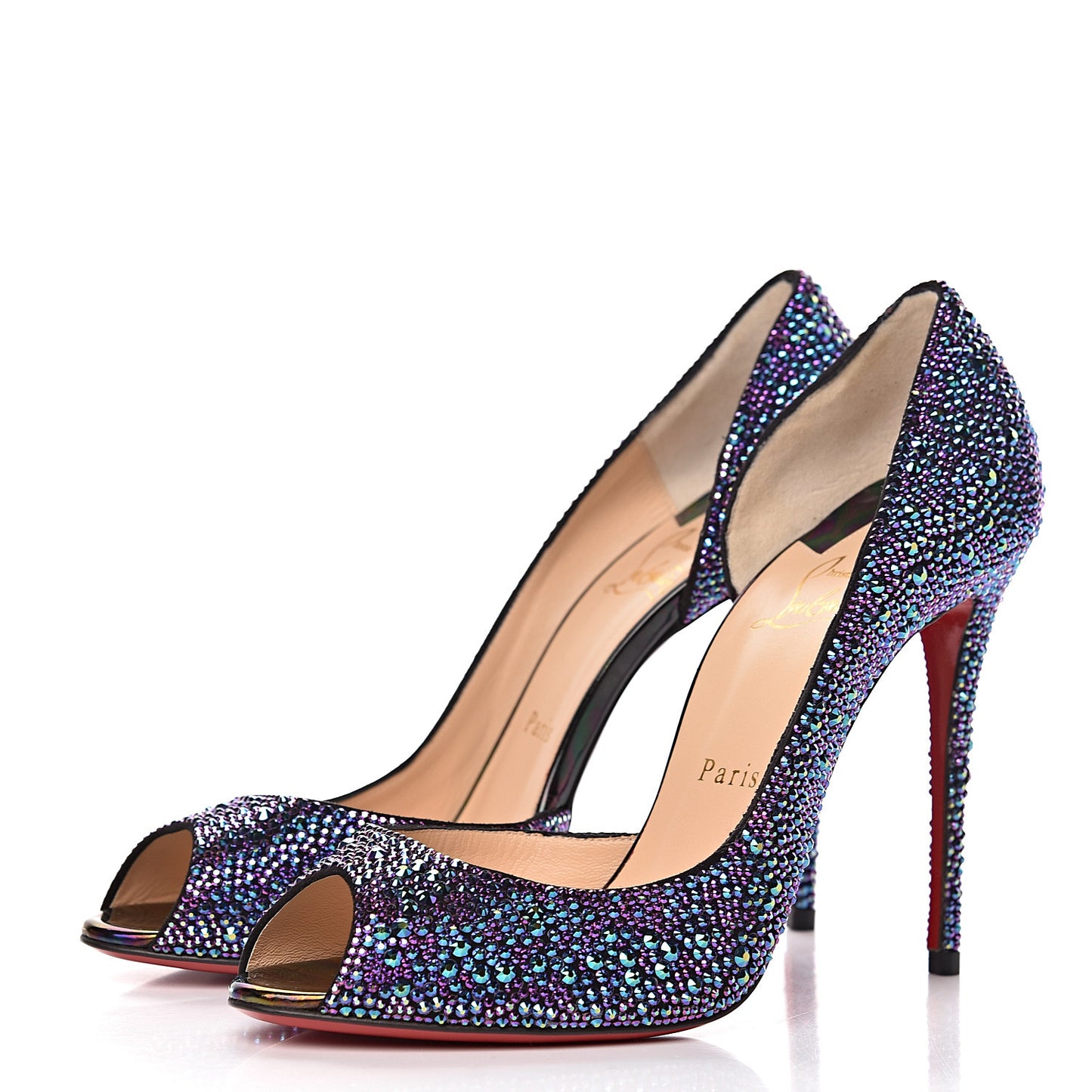 Strass Suede Calfskin Demi You 100 Pumps 38.5 Black Green