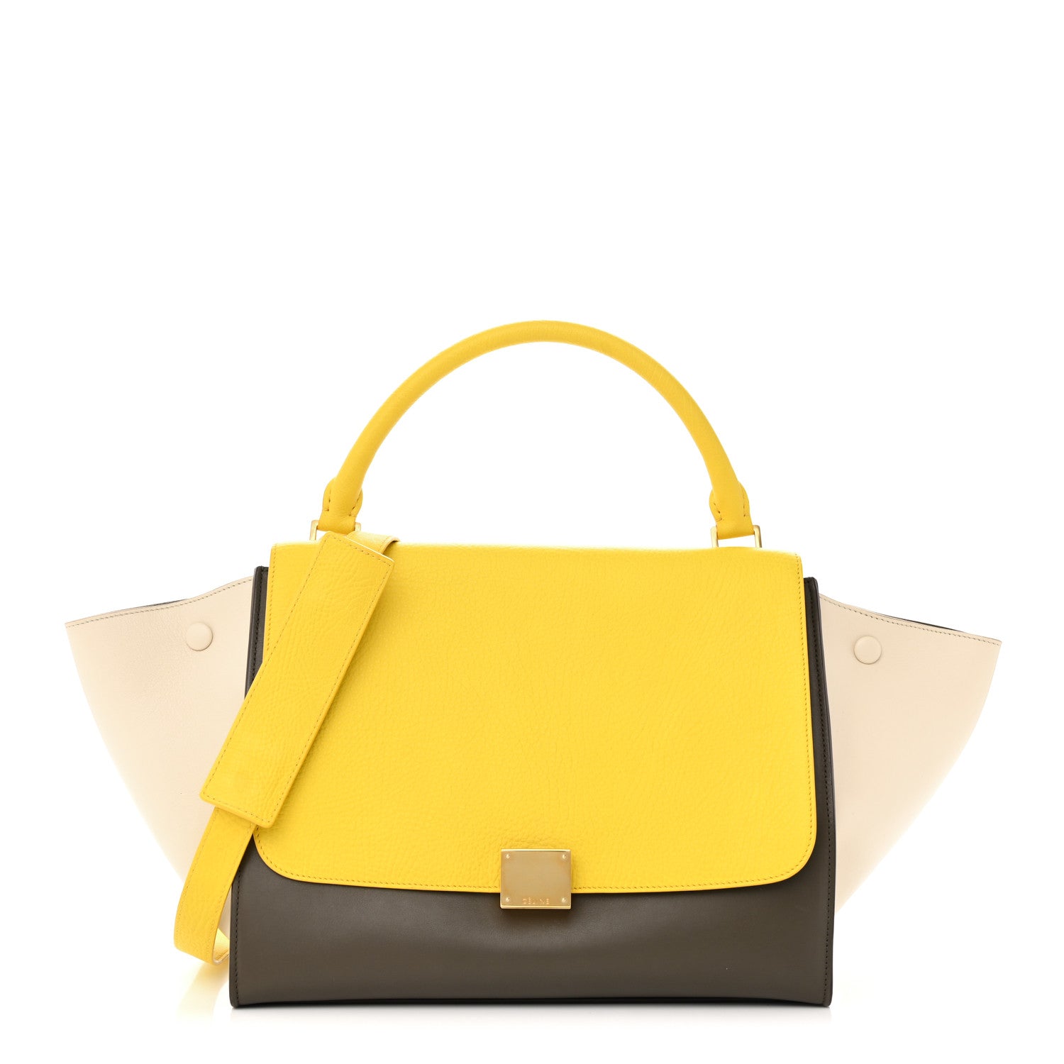 Celine Elephant Calfskin Small Tri-Color Trapeze Yellow 1 of 12