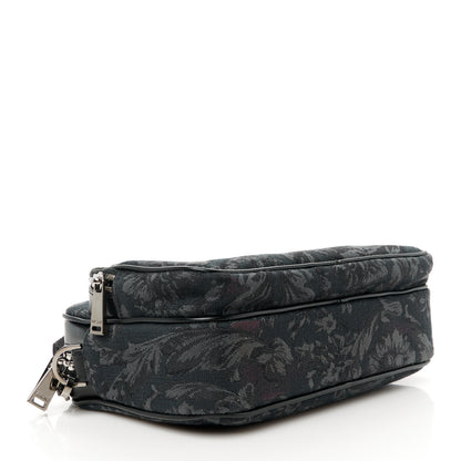 Versace Fabric Jacquard Calfskin Barocco Messenger Crossbody Bag Black 4 of 10