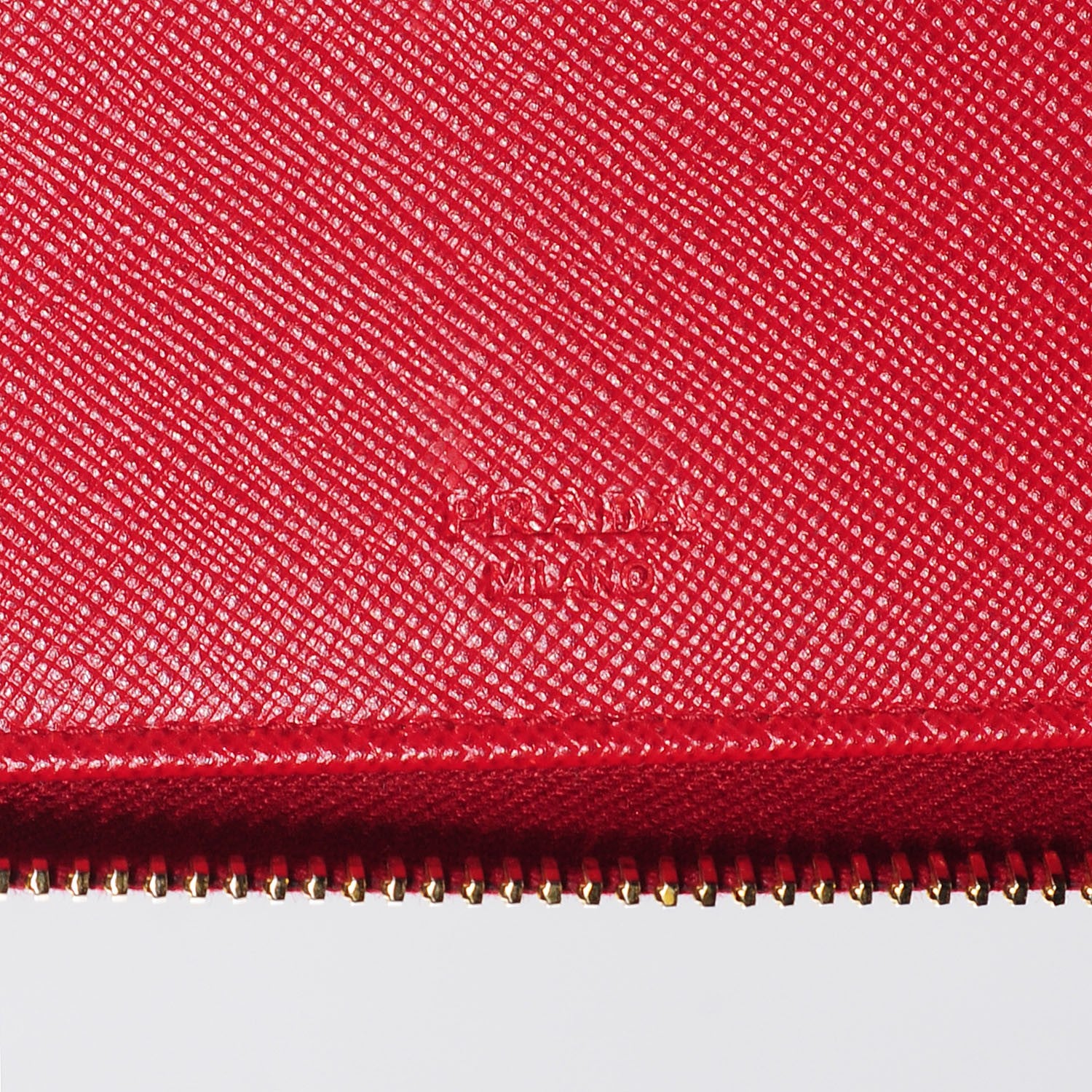 Prada Saffiano Metal Zip Around Wallet Fuoco 5 of 10