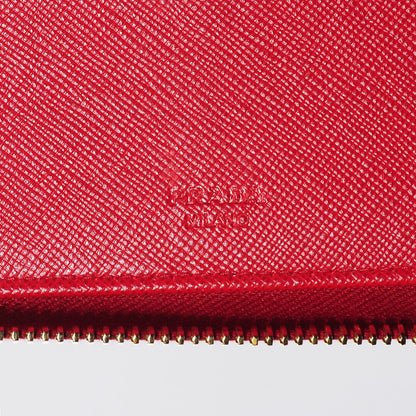 Prada Saffiano Metal Zip Around Wallet Fuoco 5 of 10