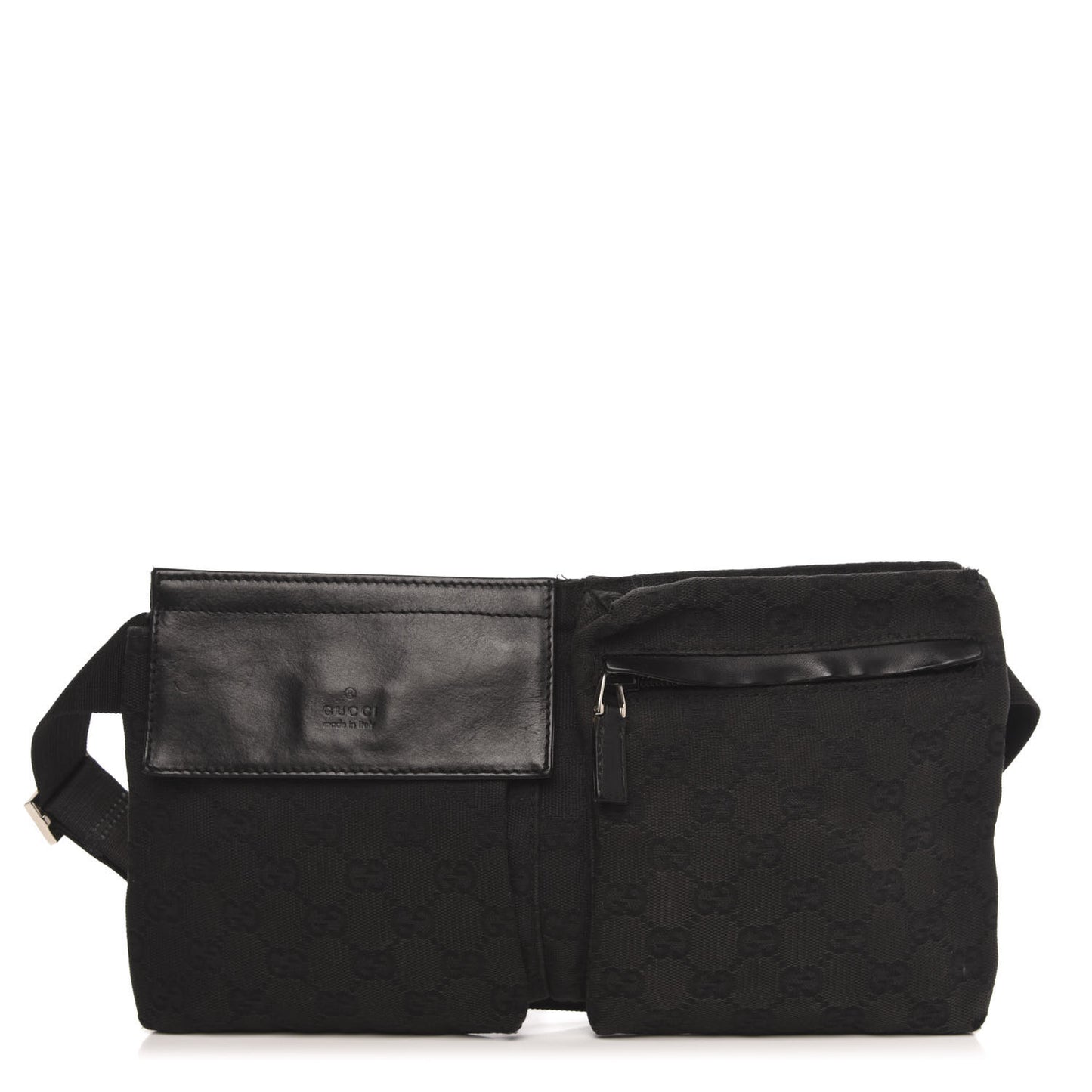 GG Monogram Double Pocket Belt Bag Black