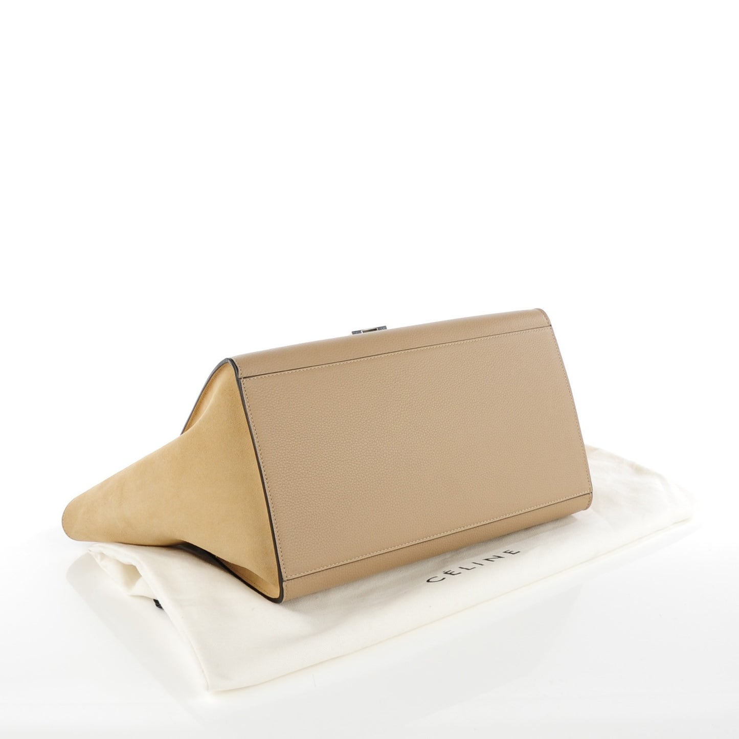 Drummed Calfskin Suede Medium Trapeze Dune