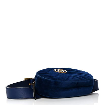 Gucci Velvet Matelasse GG Marmont Belt Bag 85 34 Cobalt Blue 4 of 13
