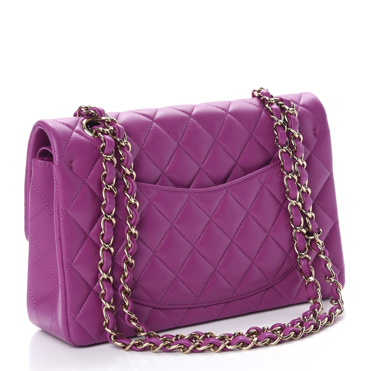 Lambskin Quilted Small Double Flap Purple