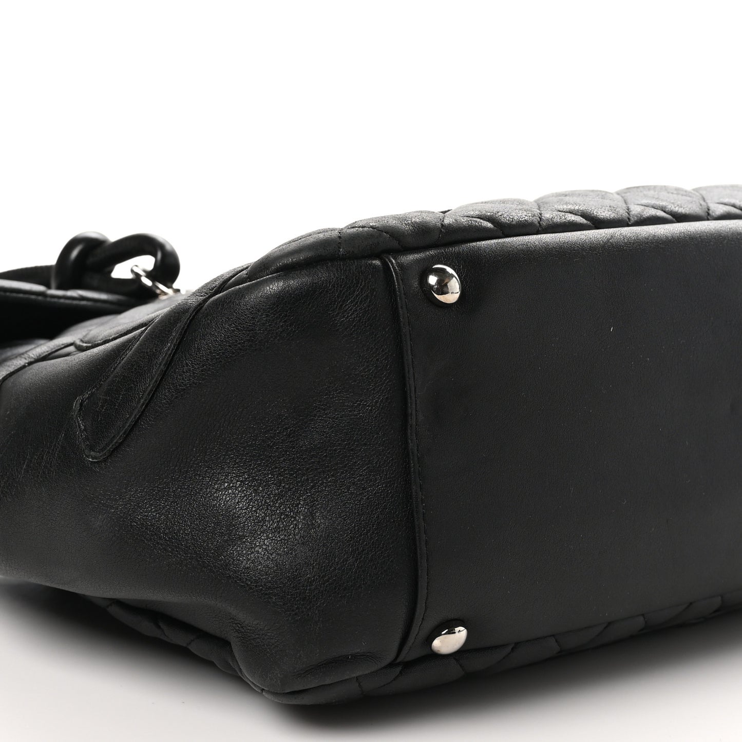 Calfskin Quilted Large Cambon Flap Black