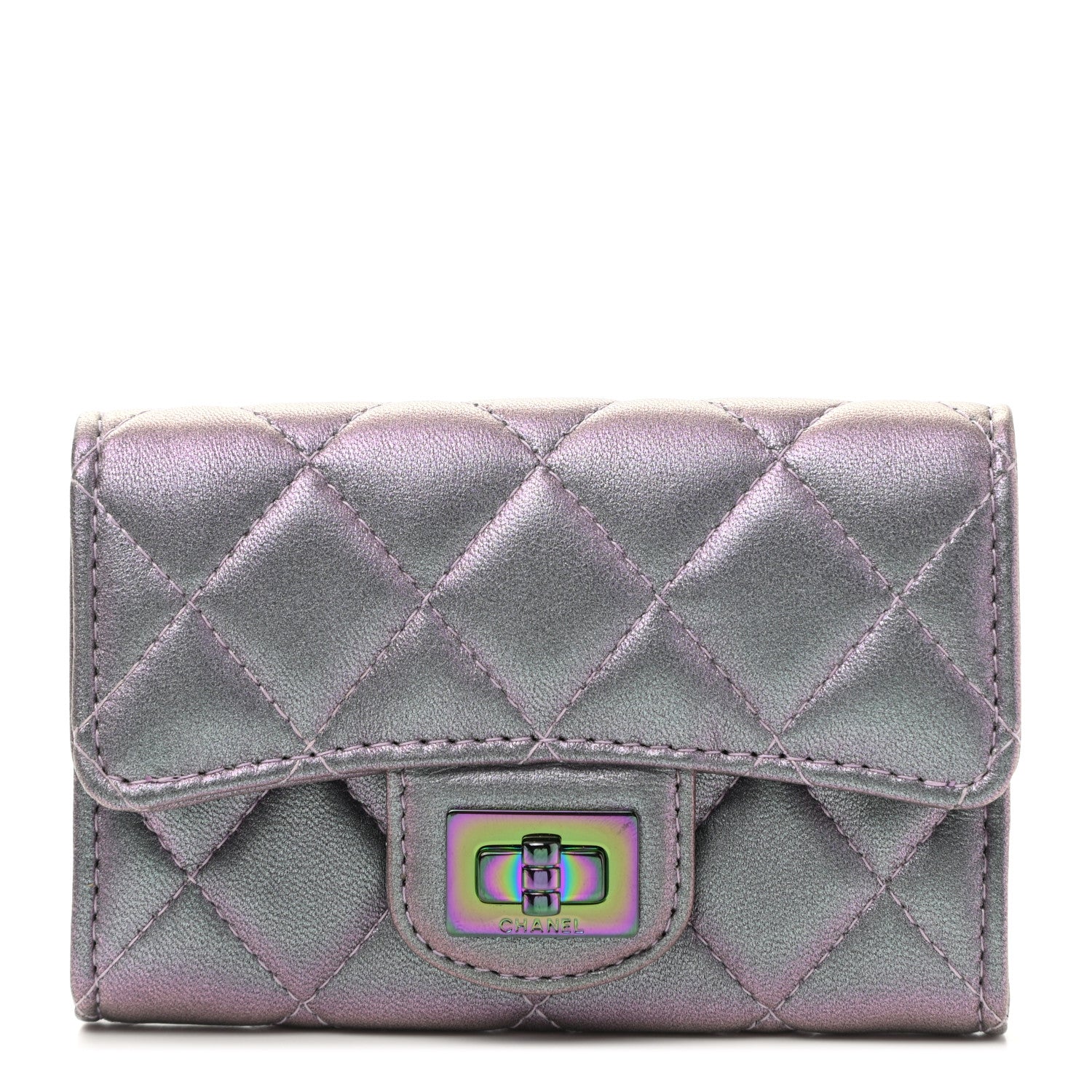 Chanel Iridescent Lambskin Quilted Reissue Flap Card Holder Light Purple 1 of 8