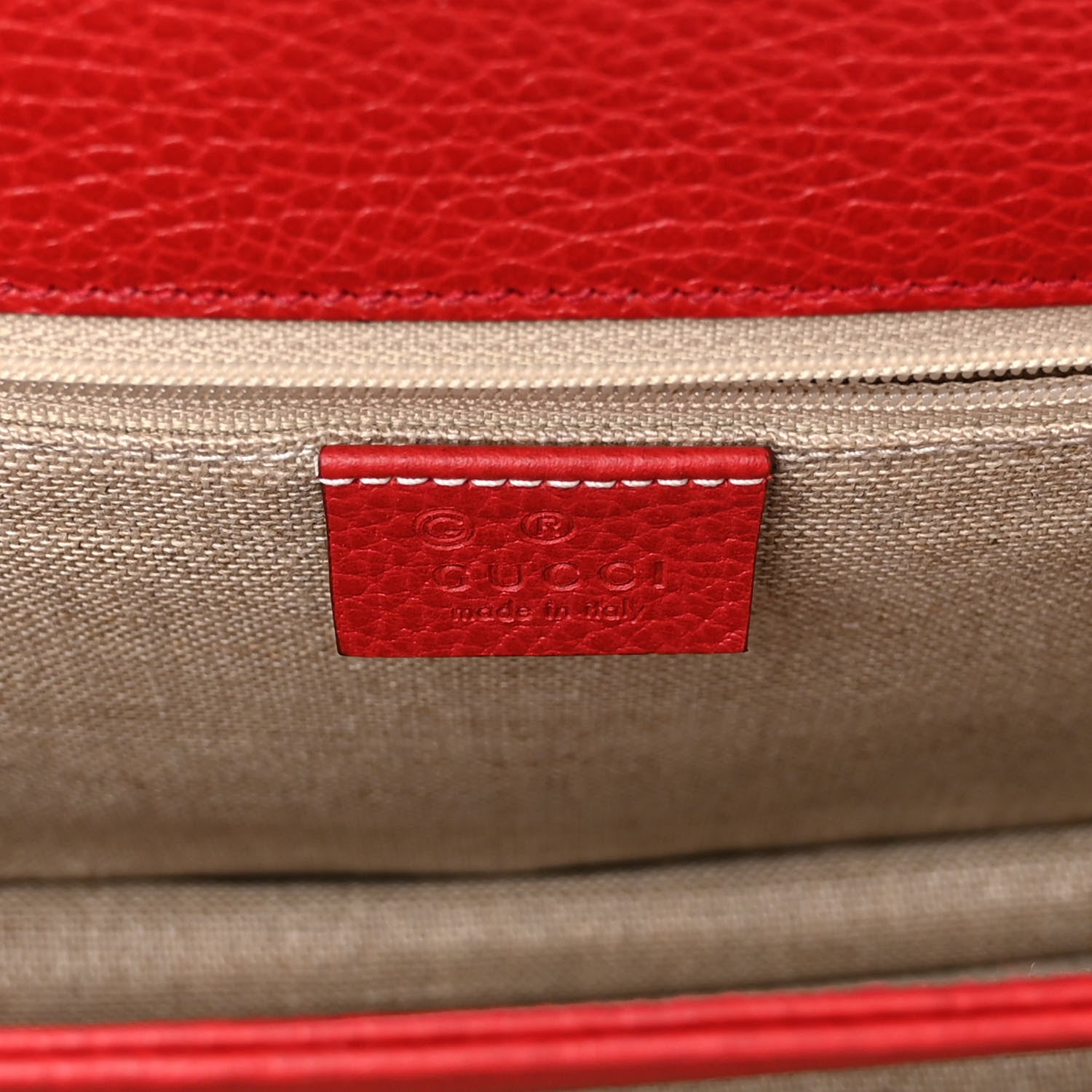 Gucci Dollar Calfskin Interlocking G Shoulder Bag Red 6 of 9
