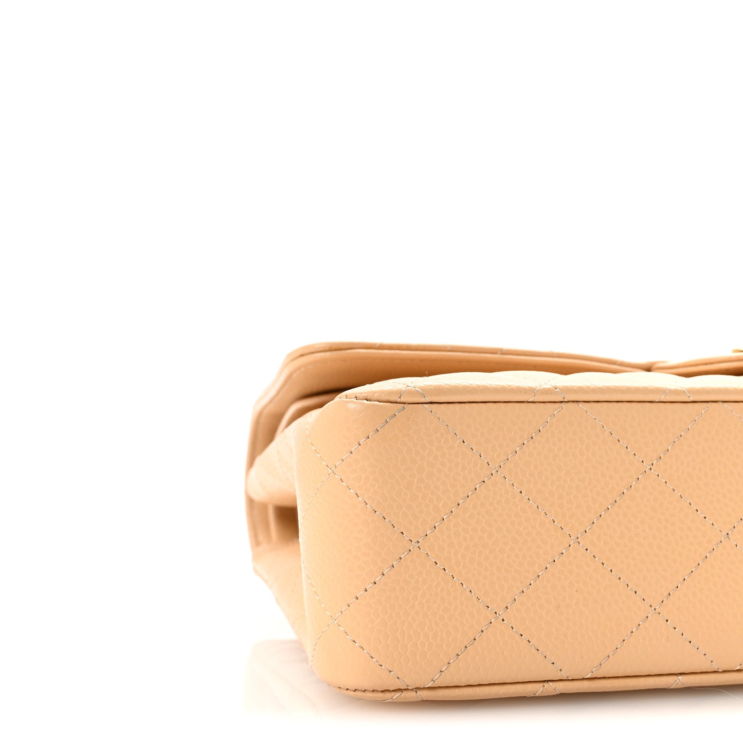Caviar Quilted Medium Double Flap Beige