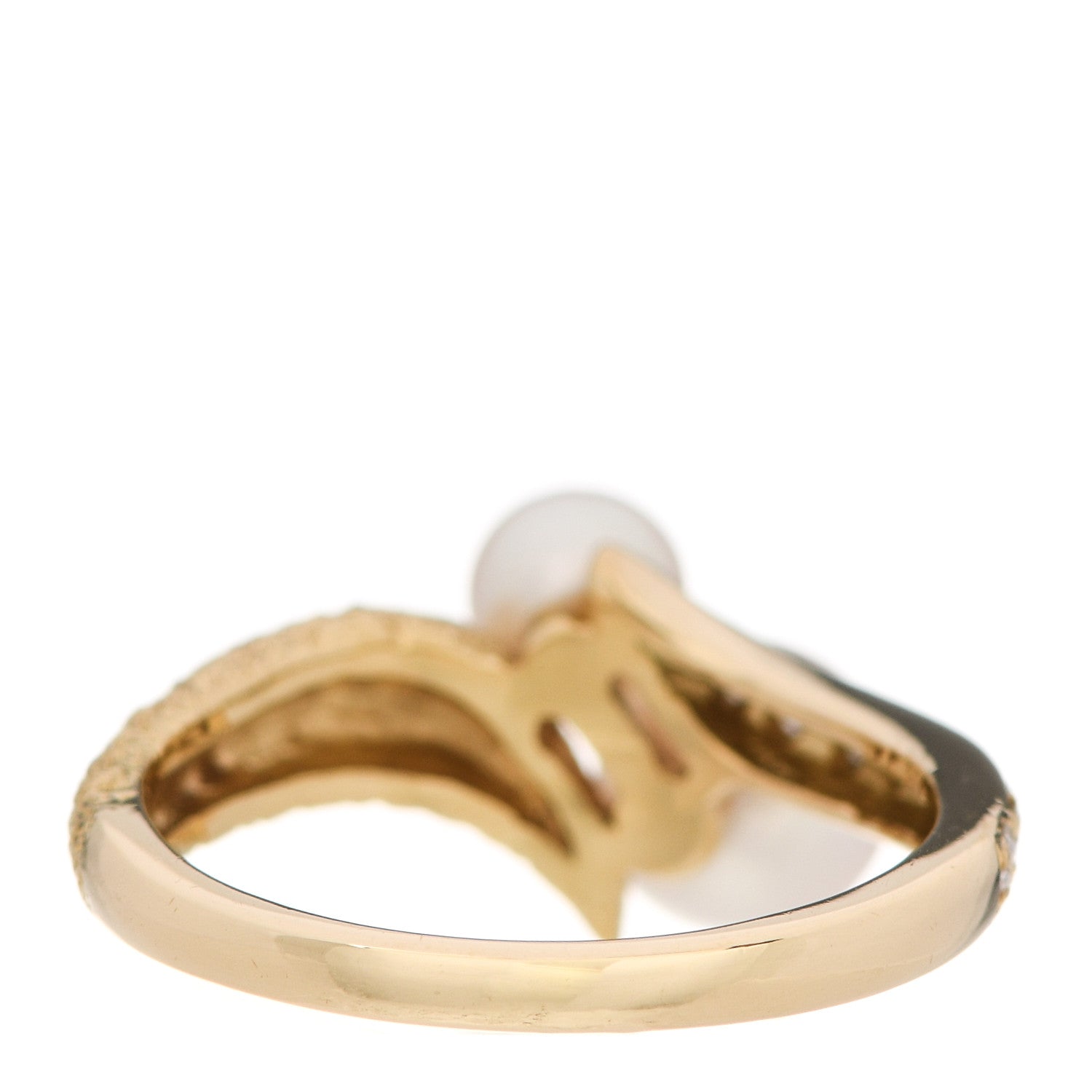 Mikimoto 18K Yellow Gold Diamond Akoya Pearl 4-6.5mm Bypass Ring 51 5.75 4 of 5