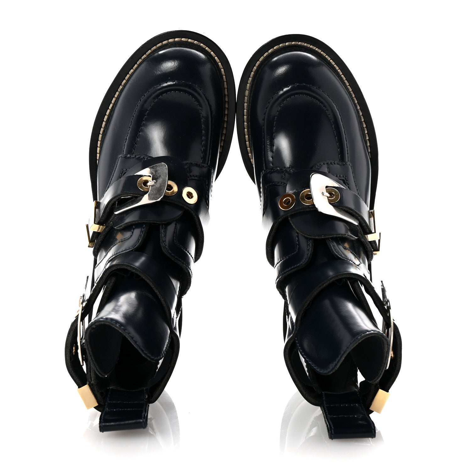 balenciaga ，サイズ:35 Balenciaga Brushed Calfskin Ceinture Ankle Boots 35 Navy 1678174