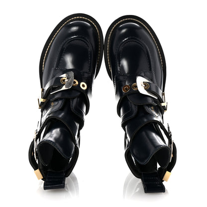 Balenciaga Brushed Calfskin Ceinture Ankle Boots 35 Navy 2 of 8