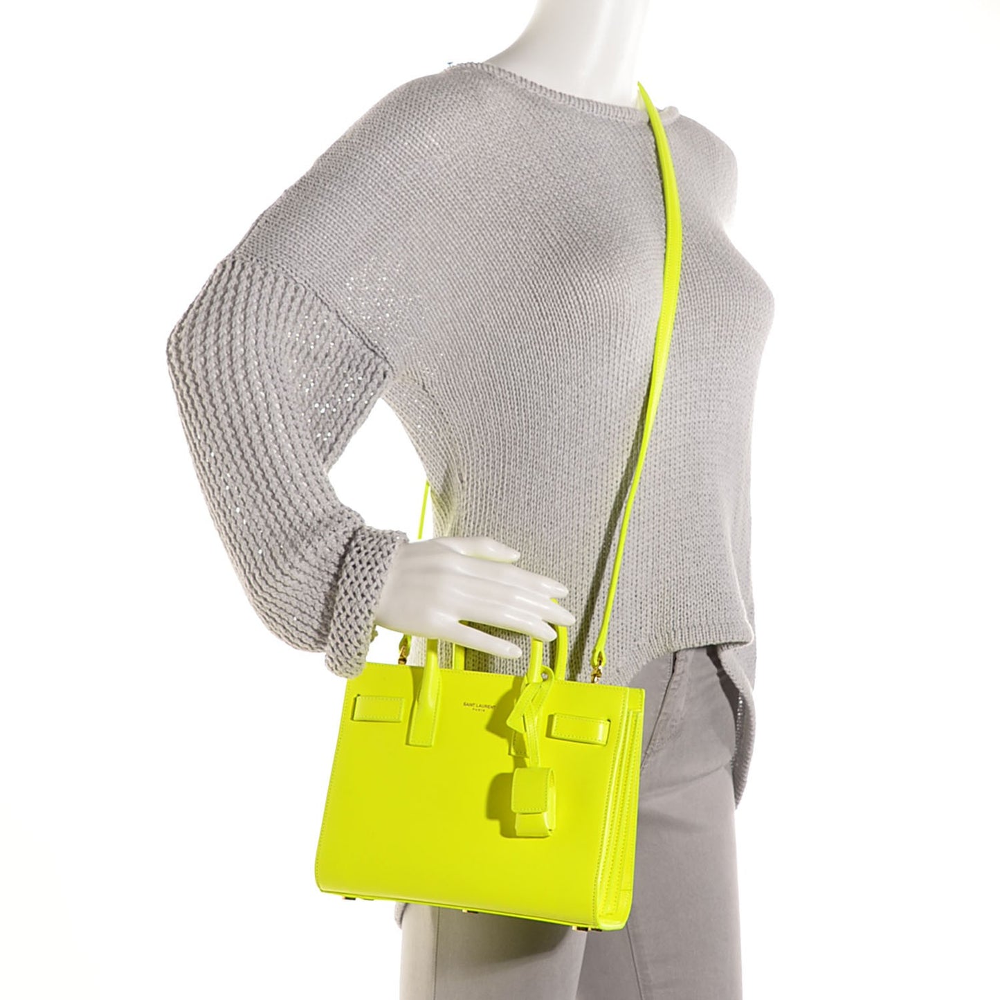 Calfskin Nano Sac De Jour Neon Yellow