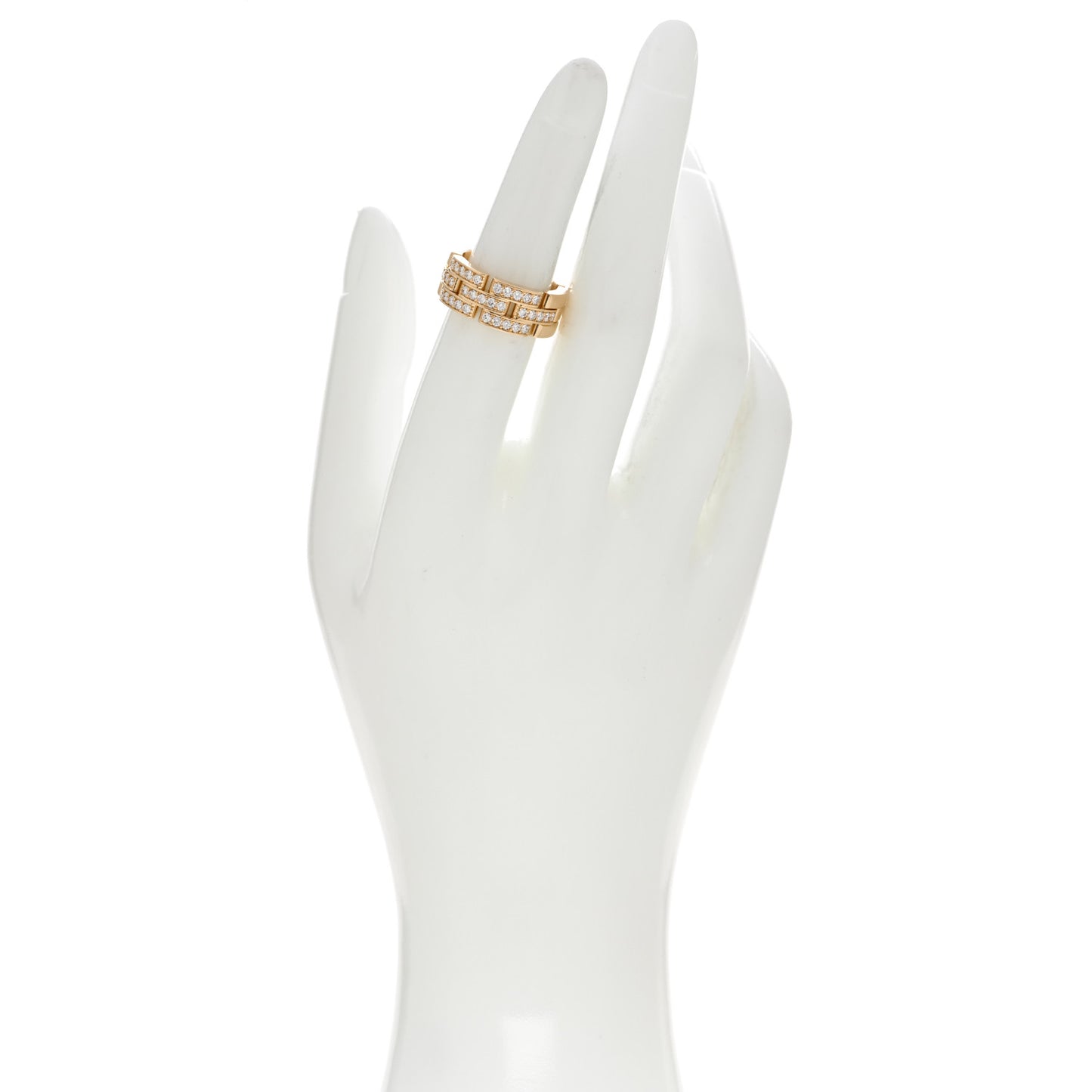 18K Yellow Gold Diamond Maillon Panthere 3 Half Rows Paved Ring 52 6