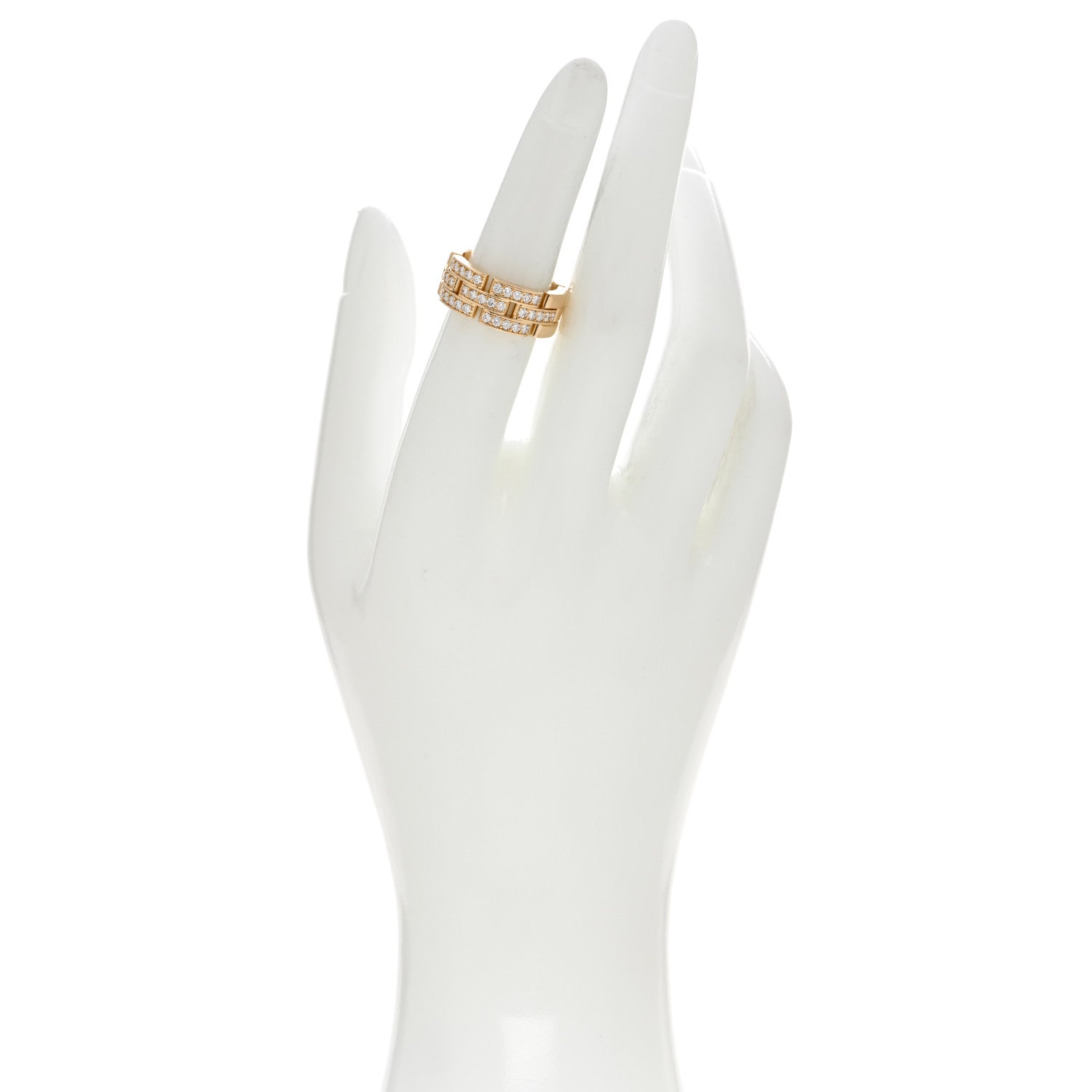 Cartier 18K Yellow Gold Diamond Maillon Panthere 3 Half Rows Paved Ring 52 6 2 of 4