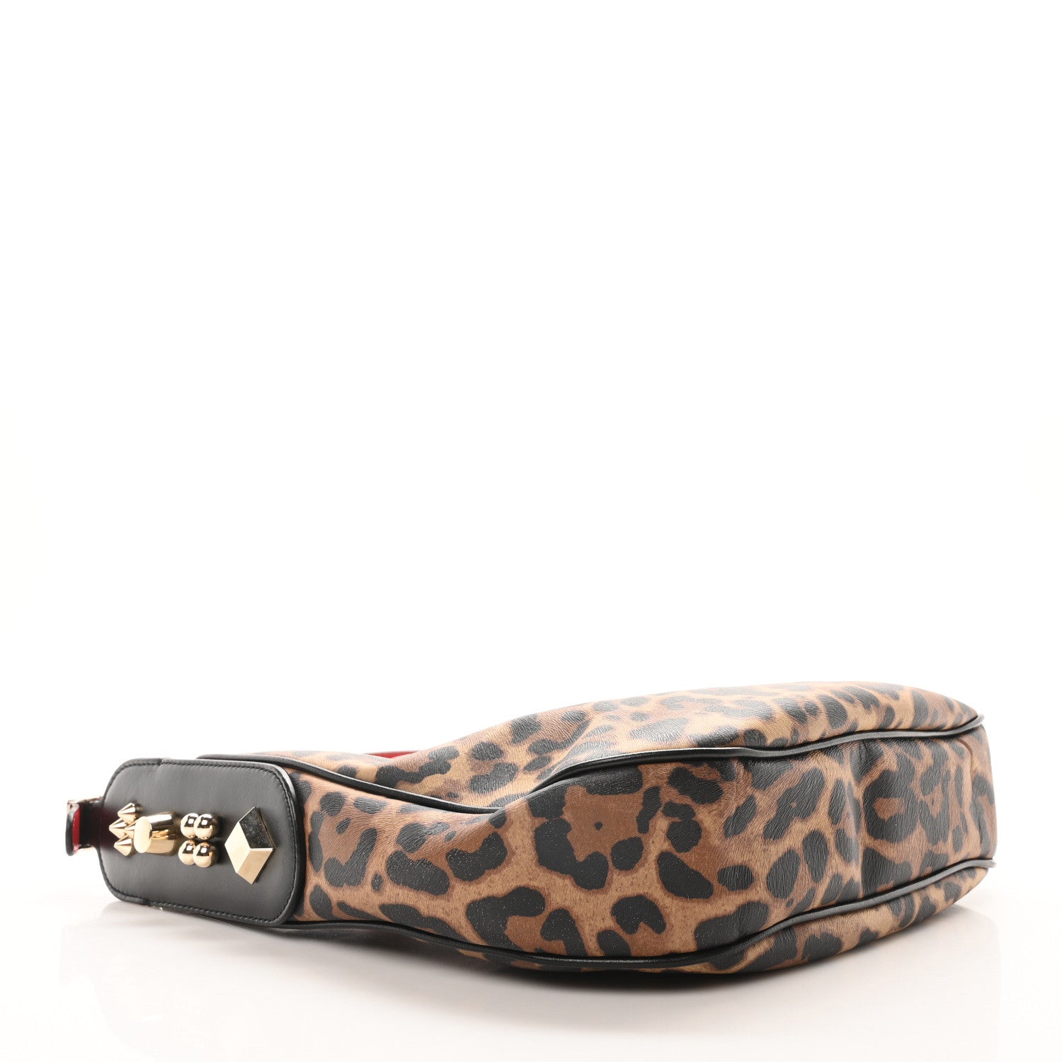 Christian Louboutin Calfskin Leopard Print Carasky Shoulder Bag Black 4 of 10