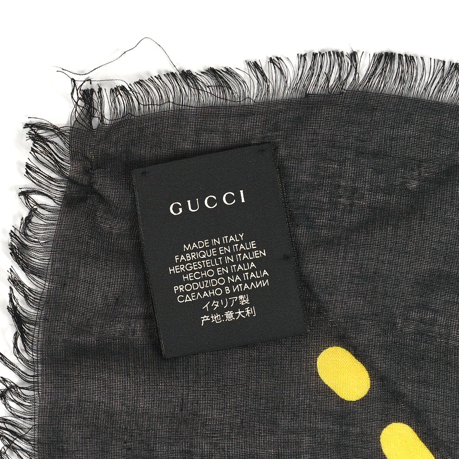 Gucci Modal Silk GG Writers Shawl Black Yellow 3 of 3