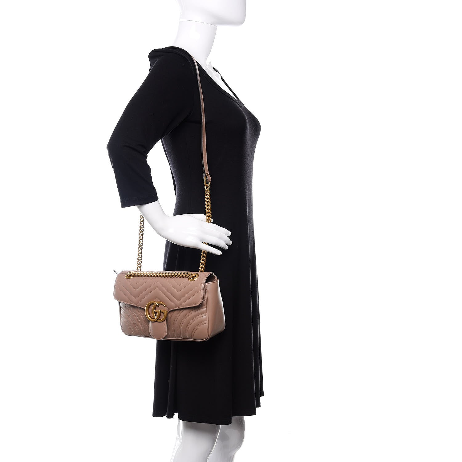 Gucci Calfskin Matelasse Small GG Marmont Shoulder Bag Porcelain Rose 2 of 10