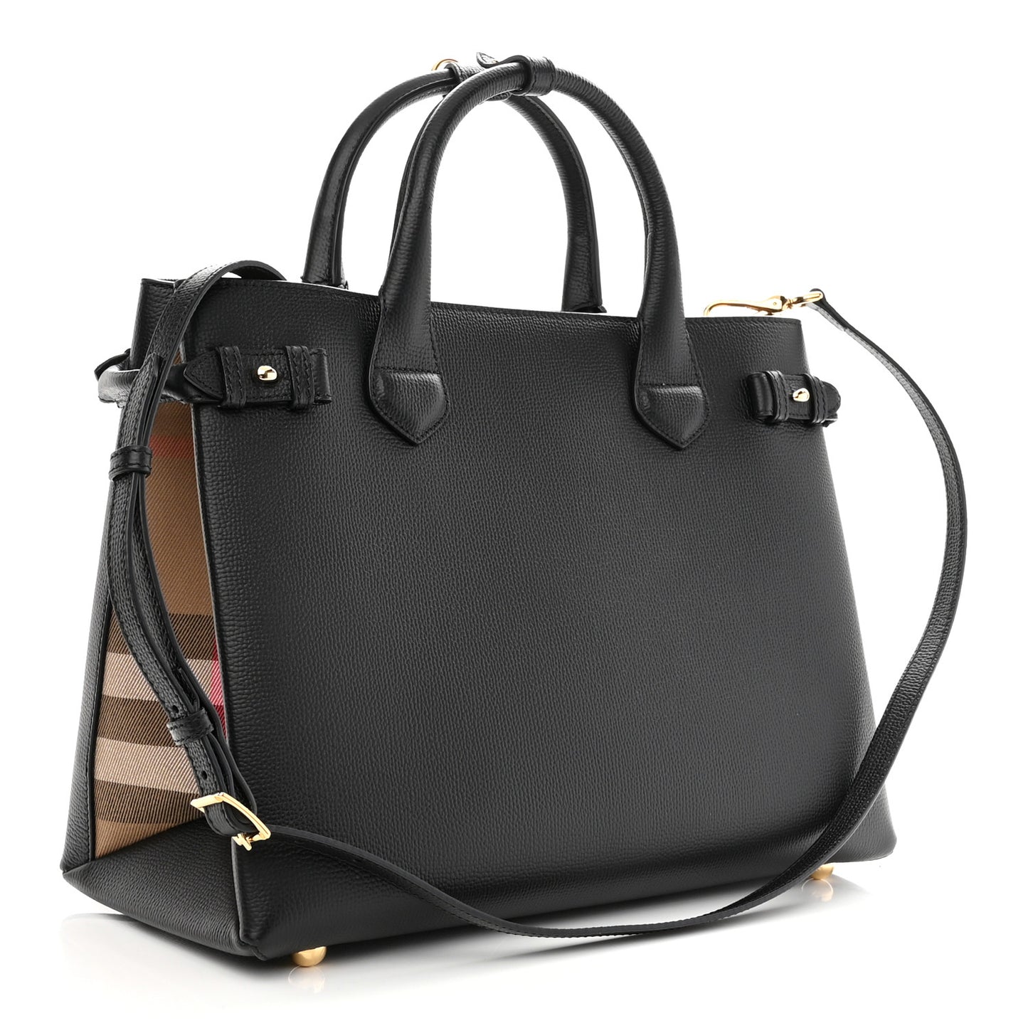 Derby Calfskin House Check Medium Banner Tote Black