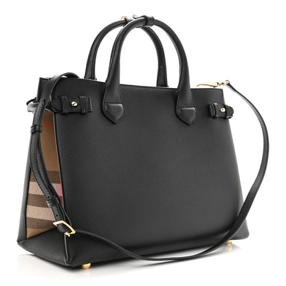 Burberry Derby Calfskin House Check Medium Banner Tote Black 3 of 10