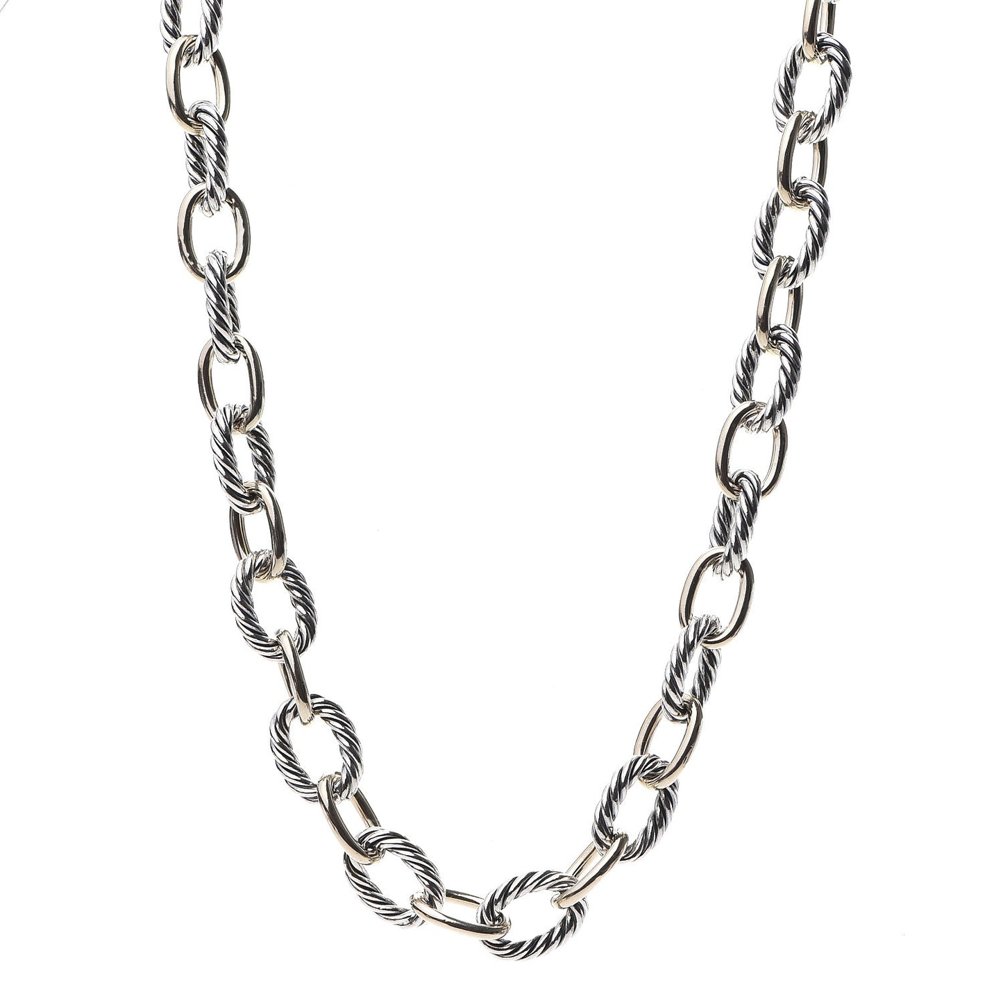 Sterling Silver 18K Yellow Gold 12mm Large Oval Link Necklace