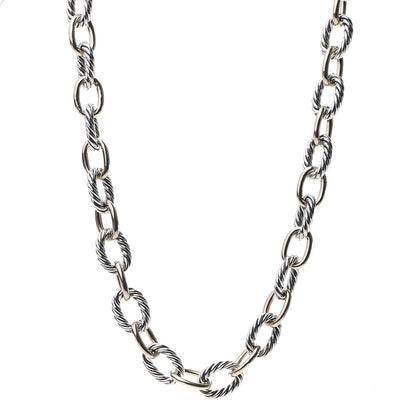 David Yurman Sterling Silver 18K Yellow Gold 12mm Large Oval Link Necklace 1 of 4