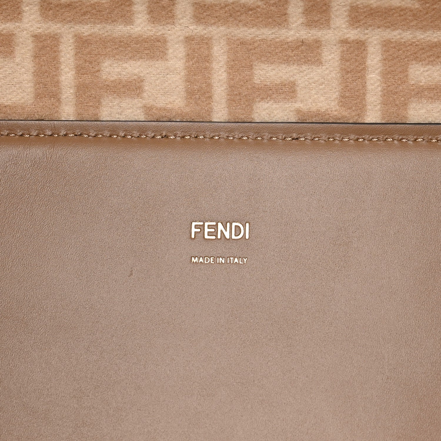 Fendi Flannel Vitello King Wool Plexiglass FF Logo Embroidered Medium Fendi Sunshine Shopper Tote Brown 6 of 8