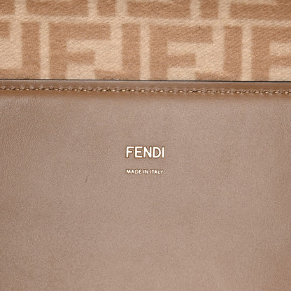 Fendi Flannel Vitello King Wool Plexiglass FF Logo Embroidered Medium Fendi Sunshine Shopper Tote Brown 6 of 8