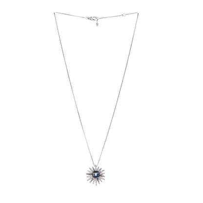 David Yurman Sterling Silver Diamond Hampton Blue Topaz 23mm Starburst Pendant Necklace 3 of 5
