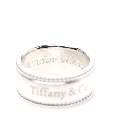 Tiffany Sterling Silver Milgrain Logo Band Ring 48 4.5 4 of 5