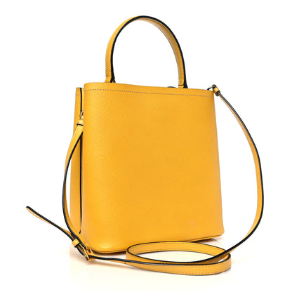 Prada Saffiano Cuir Calfskin Medium Panier Bucket Bag Soleil Black 3 of 10